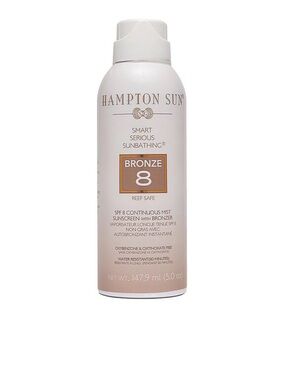 Hampton Sun Bronze SPF 8 continues Mist sunscreen with bronzer .